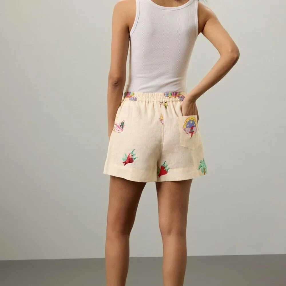 RHODE Audrina Short with Pink and Gold Accents - Picture 4 of 6